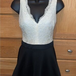 B Darlin Cream and Black Lace Mini Dress